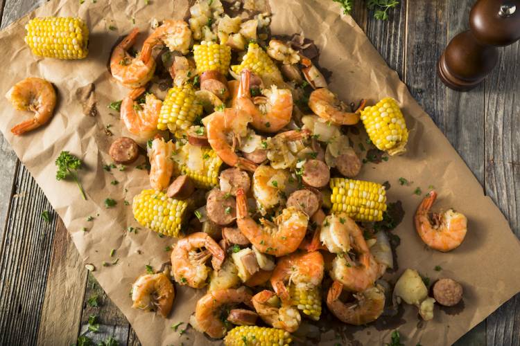 lowcountry boil spread on paper
